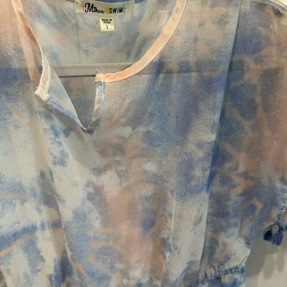 NWOT Kids sheer Tie-Dye beach Dress/coverup with Tassels. Size L - Picture 12 of 15